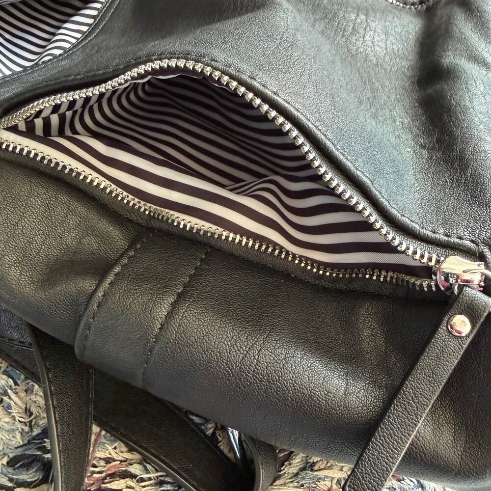 Mystique Black Faux Leather Convertible Backpack Purse with Front Zip Pockets - Picture 14 of 14